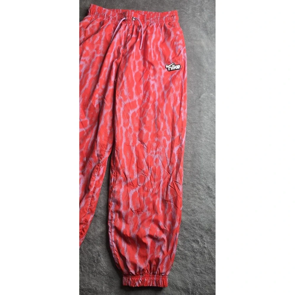 Nike Sportswear Woven Training Jogger Pants Women Small Orange Pink Animal Print